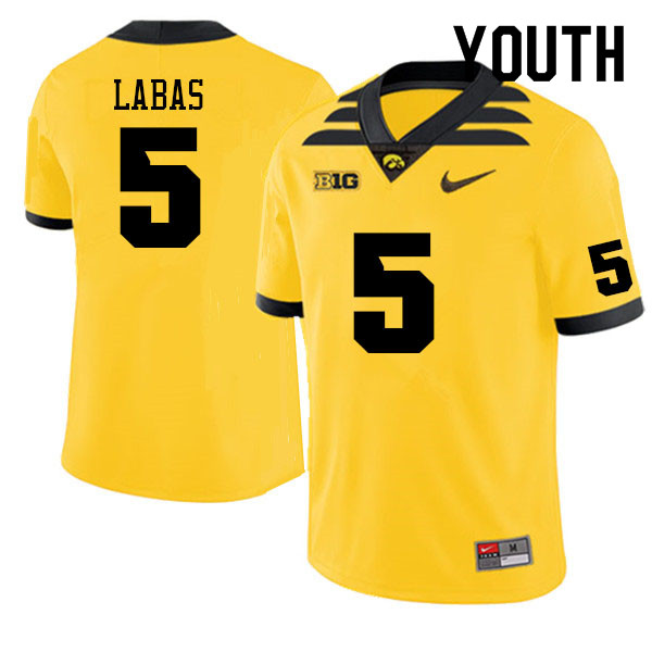 Youth #5 Joe Labas Iowa Hawkeyes College Football Jerseys Sale-Gold